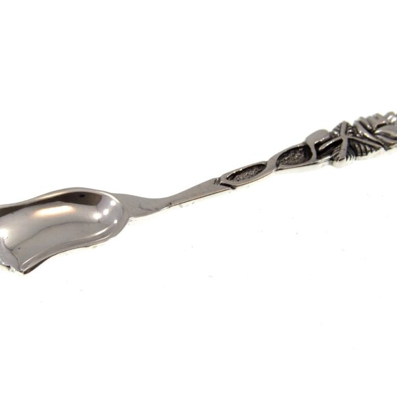 Solid 925 Sterling Silver Viking Rose Bush Salt Spoon Celtic Herb Server Shovel - Picture 8 of 9